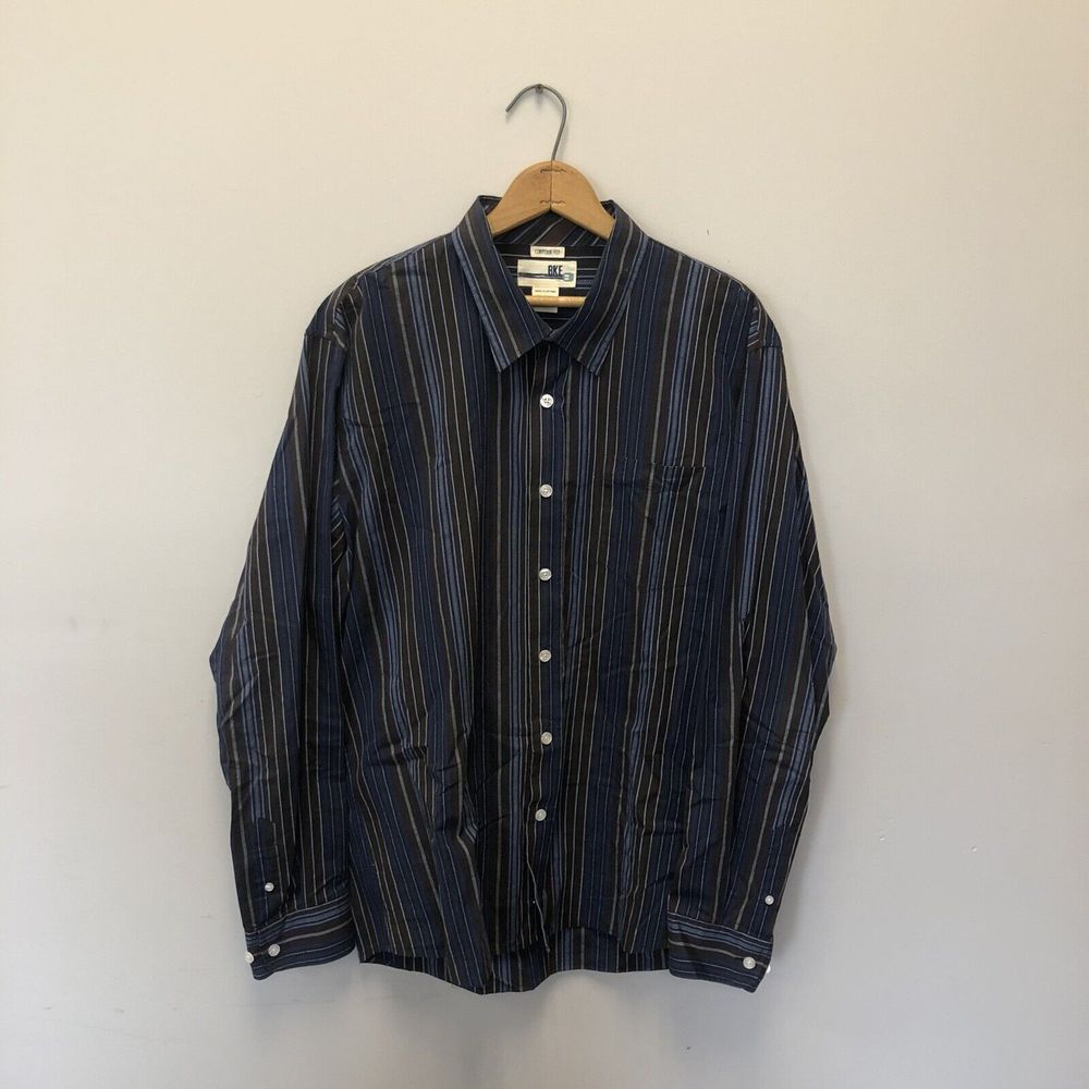 Buckle Shirt Men's Extra Large Button Down Contour Fit Long Sleeve Blue BKE